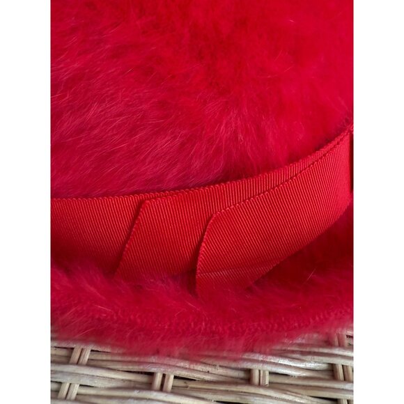 Vintage 60\'s Kangol Designs England Womens Fuzzy Angora Fedora Hat Red 22\